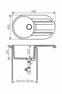 Мойка кухонная Tolero Loft TL-780 чёрный 473820